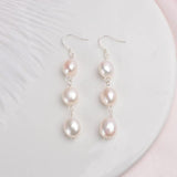 Baroque Pearl Silver Long Earrings For Women Party Gift