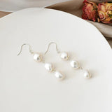Baroque Pearl Silver Long Earrings For Women Party Gift