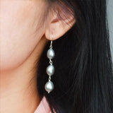 Baroque Pearl Silver Long Earrings For Women Party Gift