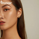 Green Bamboo Hoop Earrings 925 Silver Fine Jewelry Women Gift Brincos