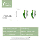 Green Bamboo Hoop Earrings 925 Silver Fine Jewelry Women Gift Brincos