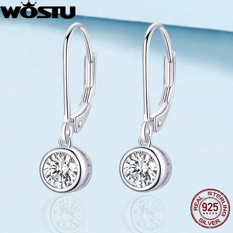 Zircon Drop Earrings 925 Silver Wedding Jewelry