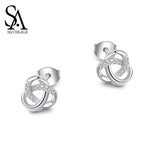 Zirconia Silver Stud Earrings for Women 925 Sterling Silver Woman Accessories