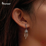 Boho Dream Catcher Feather Earrings 925 Silver Party Jewelry