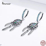 Boho Dream Catcher Feather Earrings 925 Silver Party Jewelry