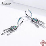 Boho Dream Catcher Feather Earrings 925 Silver Party Jewelry