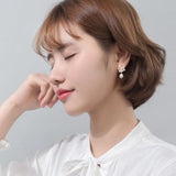 Sterling Silver Pearl Flower Earrings Hoop Jewelry Brincos