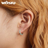 925 Silver Turquoise Hoop Earrings Double Circle Earring Ear Buckle Jewelry Gift