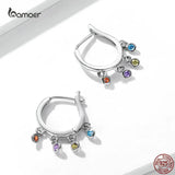 Colorful Rattle Earrings 925 Silver Zircon Jewelry Gift