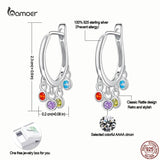 Colorful Rattle Earrings 925 Silver Zircon Jewelry Gift