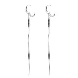 925 Silver Long Chain Earring Plait Line Crystal Statement Party Jewelry