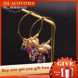 925 Silver Pearl Hoop Earrings Colorful Tassels Luxe Jewelry GE0904