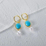 925 Silver Malachite Pearl Pendant Dangle Earrings Women Fine Jewelry