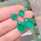 Vintage Paraiba Tourmaline Emerald Drop Earrings for Women Cocktail Party