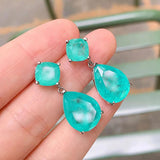 Vintage Paraiba Tourmaline Emerald Drop Earrings for Women Cocktail Party