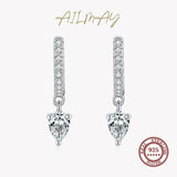925 Silver CZ Water Drop Hoop Earrings Wedding Jewelry