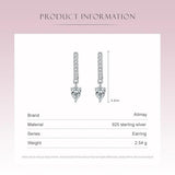 925 Silver CZ Water Drop Hoop Earrings Wedding Jewelry