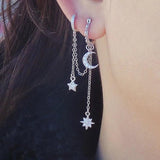 925 Silver Star Moon Earring for Siamese Ears