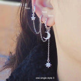 925 Silver Star Moon Earring for Siamese Ears
