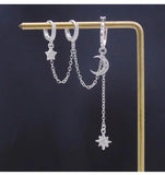 925 Silver Star Moon Earring for Siamese Ears