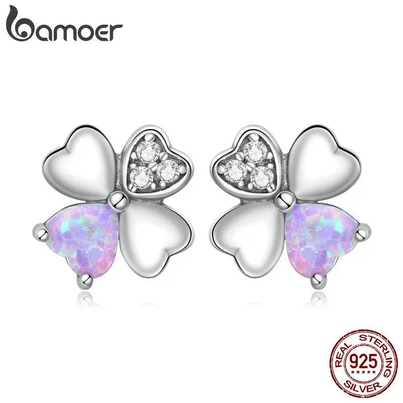 925 Silver Colorful Clover Earrings Women Wedding Gift
