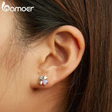 925 Silver Colorful Clover Earrings Women Wedding Gift