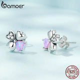 925 Silver Colorful Clover Earrings Women Wedding Gift