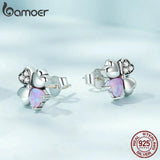 925 Silver Colorful Clover Earrings Women Wedding Gift