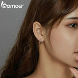925 Silver CZ Stone Leather Texture Stud Earrings Anti-allergy Jewelry