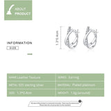 925 Silver CZ Stone Leather Texture Stud Earrings Anti-allergy Jewelry