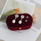 Freshwater Pearl Earrings 925 Silver Braided Flowers Long Women