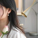 Freshwater Pearl Earrings 925 Silver Braided Flowers Long Women