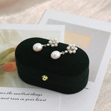 Freshwater Pearl Earrings 925 Silver Braided Flowers Long Women