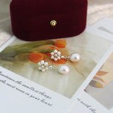Freshwater Pearl Earrings 925 Silver Braided Flowers Long Women