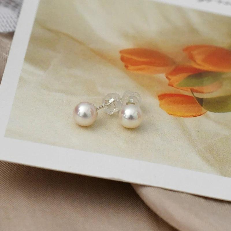 Freshwater Pearl Jewelry 925 Sterling Silver Small Earrings Women
