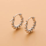 925 Silver CZ U Shape Hoop Earrings Wedding Party Jewelry