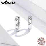 925 Silver CZ Star Hoop Earrings Small Circle Women Anniversary Jewelry