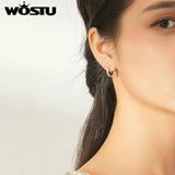 925 Silver CZ Star Hoop Earrings Small Circle Women Anniversary Jewelry