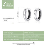 925 Silver CZ Star Hoop Earrings Small Circle Women Anniversary Jewelry