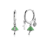 925 Silver Green Mushroom Drop Earring Bohemia Punk Party Jewelry