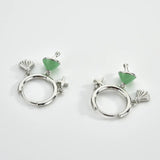 925 Silver Green Mushroom Drop Earring Bohemia Punk Party Jewelry