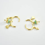 925 Silver Green Mushroom Drop Earring Bohemia Punk Party Jewelry