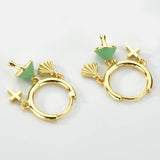 925 Silver Green Mushroom Drop Earring Bohemia Punk Party Jewelry