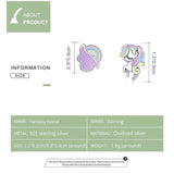 Rainbow Unicorn Stud Earrings 925 Sterling Silver Girls Party Jewelry Gift