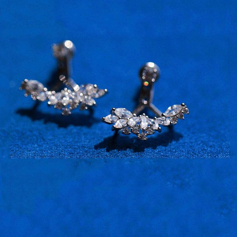 925 Silver Zircon Angel Wings Stud Earrings Charm Women Bohemian Jewelry