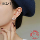 925 Silver Zircon Angel Wings Stud Earrings Charm Women Bohemian Jewelry