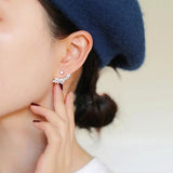 925 Silver Zircon Angel Wings Stud Earrings Charm Women Bohemian Jewelry