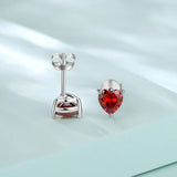 925 Silver Heart Birthstone Stud Earrings 12 Colors AAAA Cubic Zirconia