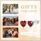 925 Silver Heart Birthstone Stud Earrings 12 Colors AAAA Cubic Zirconia