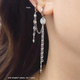Sterling Silver Earring Star Chain Tassel Drop Earring Girl Boy Ear Jewelry